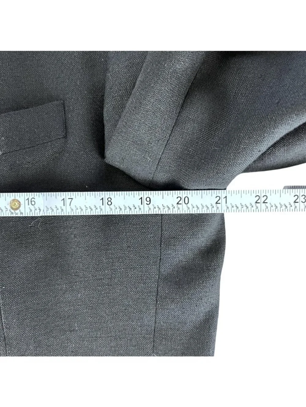 John Ashford Mens Classic Sport Coat Blazer 3 Button Black Linen Poly Blend 42R